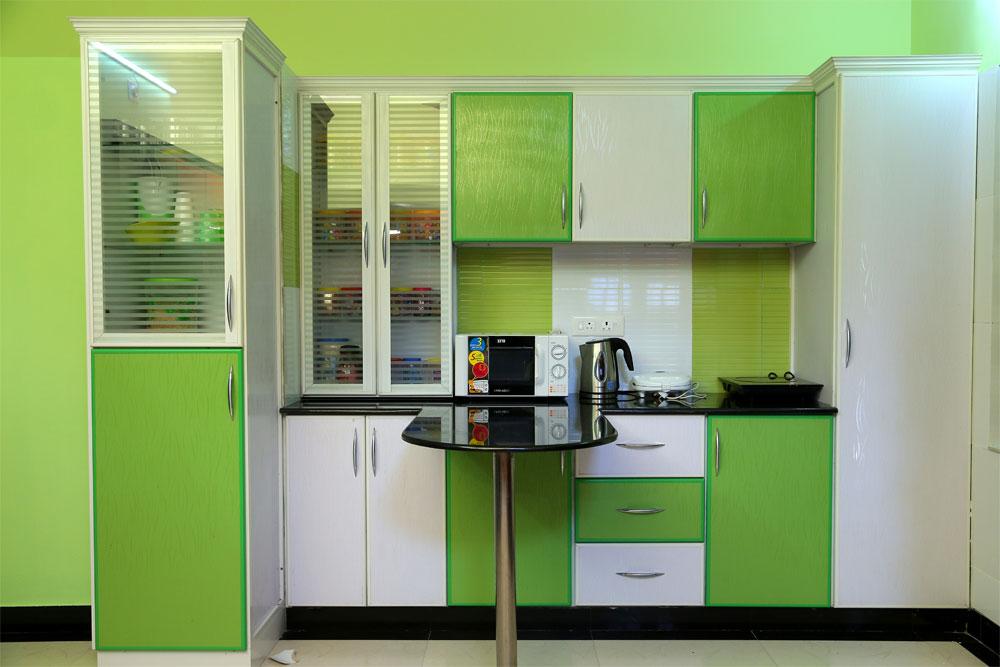 Marvelous Contemporary Green color Kitchen Design | Homes in kerala, India