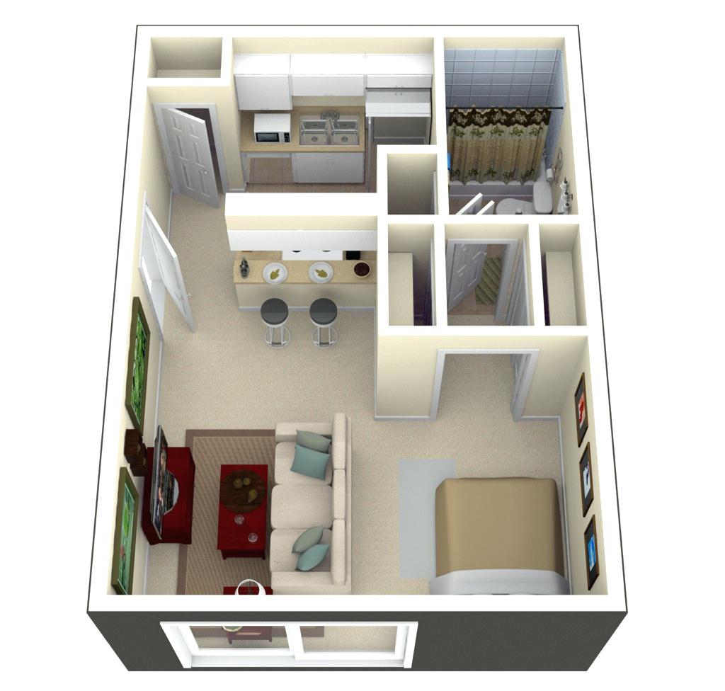 Tiny House Floor Plans And 3d Home Plan Under 300 Square