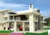 White Indian Bungalow Beautiful House Design Glass Balcony Gray Stone