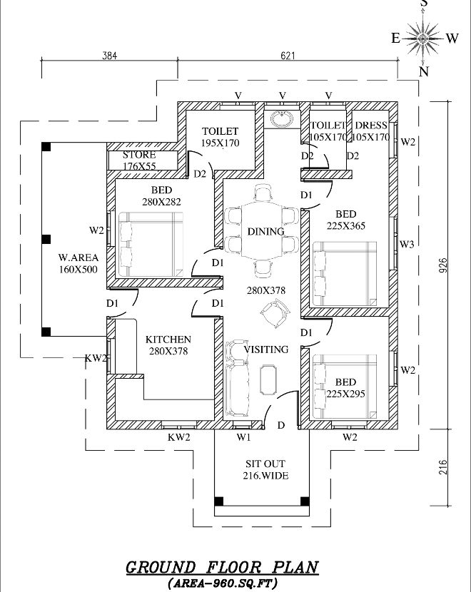 Stylish Home Plan Below Ten Lakhs, 950 Sq Feet House Plans