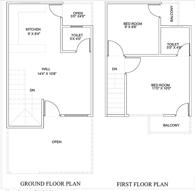 450 Square Feet Double Floor Duplex, 400 Sq Ft House Plans 2 Bedroom Indian Style