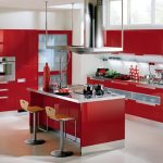 rote-Kücheninsel-modernes-Design-Italien
