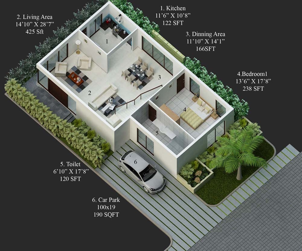 30 feet by 40 North Facing Home plan