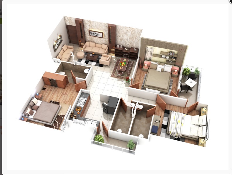 1100 square feet 3D Home Plan Everyone Will Like | Acha Homes