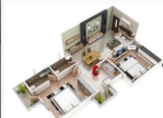 1700 SQUARE FEET TWO BEDROOM HOME PLAN