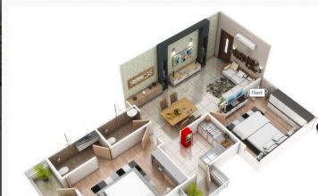 1700 SQUARE FEET TWO BEDROOM HOME PLAN