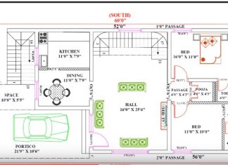 30 feet by 60 Single Floor Modern Home Plan According to Vastu Shastra