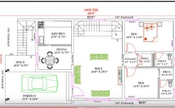 30 feet by 60 Single Floor Modern Home Plan According to Vastu Shastra