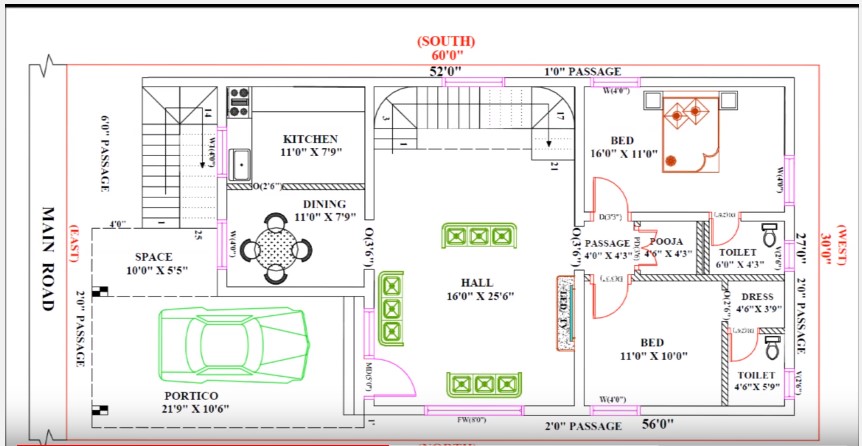 30 feet by 60 Single Floor Modern Home  Plan  According to 