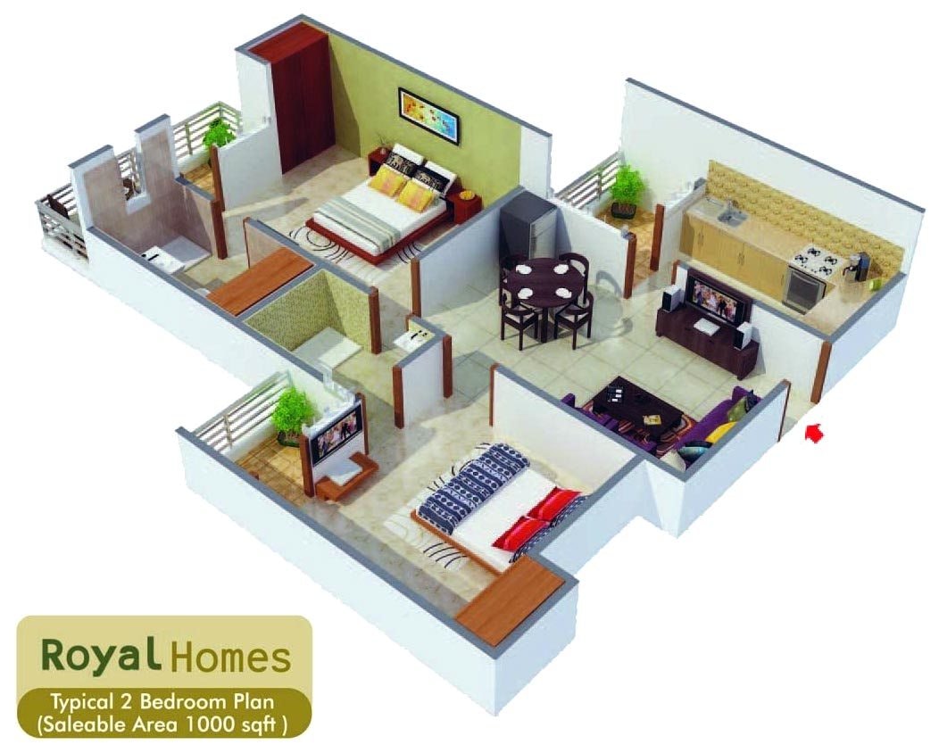  1000  Square  Feet  Home  Plan  With 2  Bedrooms Everyone Will 