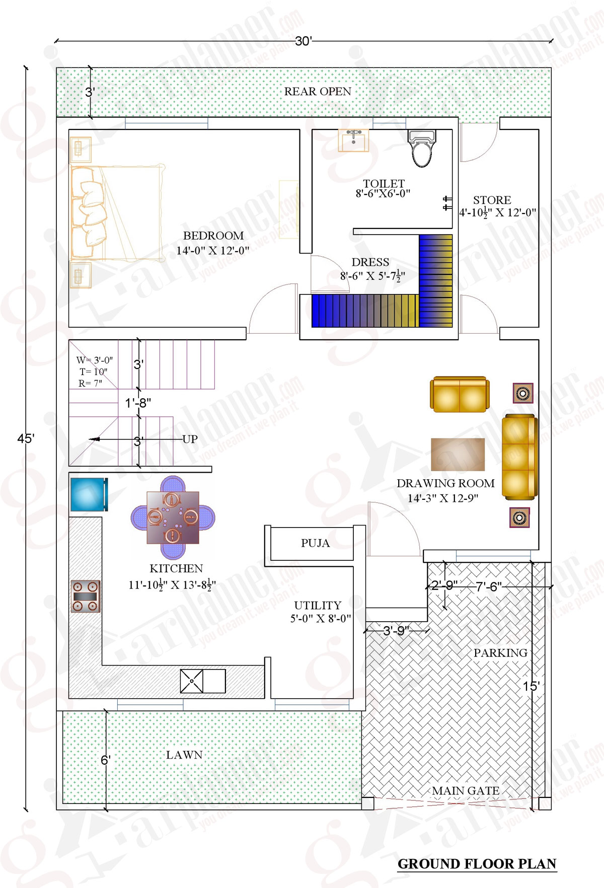  1000  sqft home  plan  Acha Homes