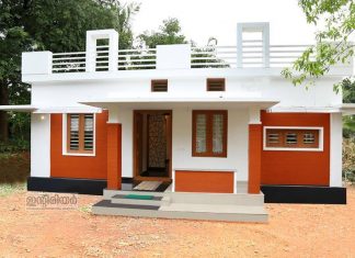 1250 square feet Kerala House Plan With Two Bedrooms