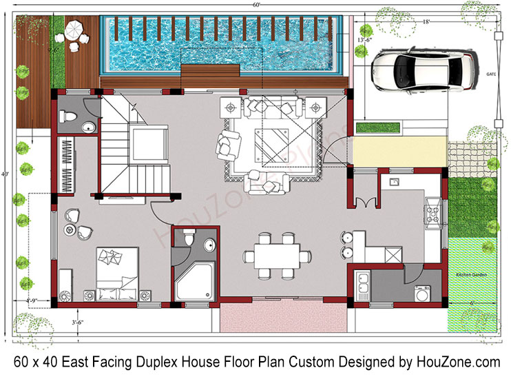 40 Feet By 60 Duplex Home Plan Acha Homes