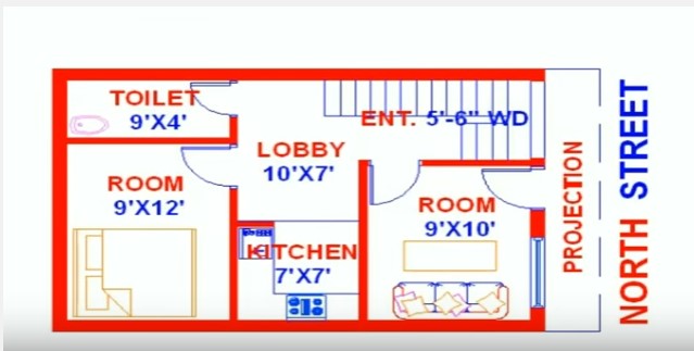 vastu house map north face 18X27 