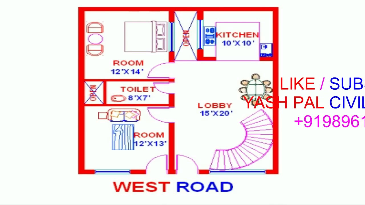  Vastu  Map 27 feet by 30 Duplex House  West Everyone Will 