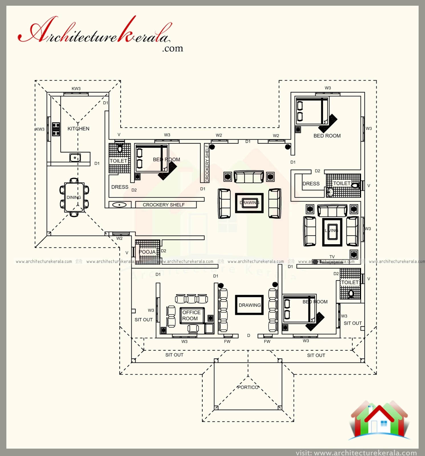 1700 Square Feet Traditional House Plan, Indian, Kerala