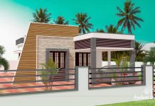 733 Square Feet House Plan with 2 Bedrooms