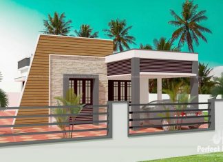 733 Square Feet House Plan with 2 Bedrooms