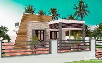 733 Square Feet House Plan with 2 Bedrooms