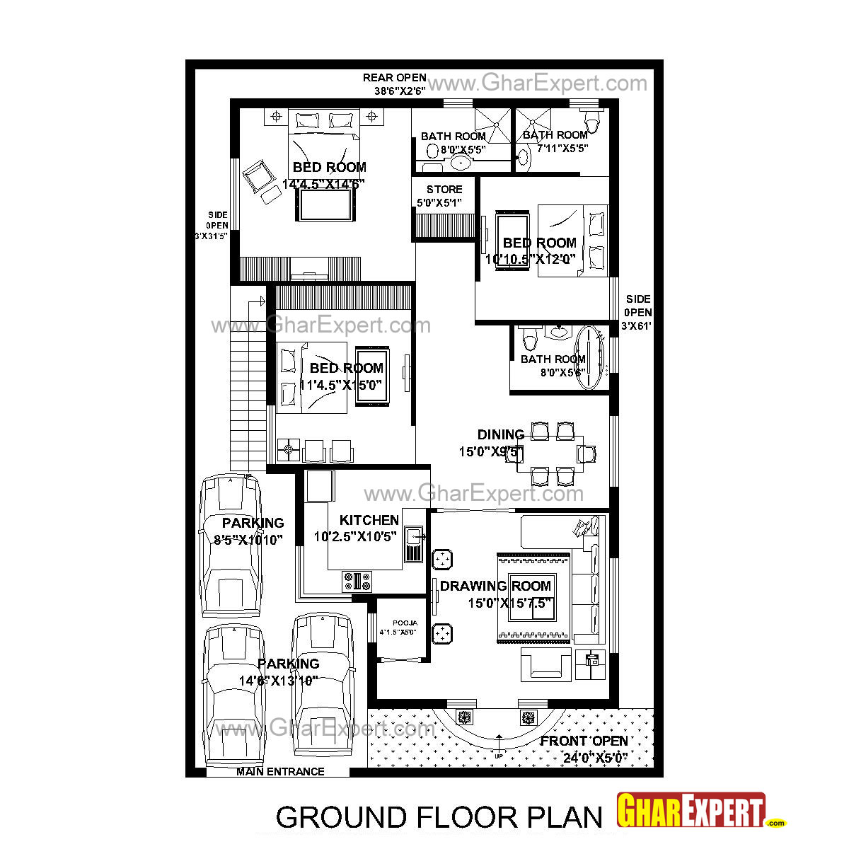 House Plan For 40 Feet By 60 Feet Plot With 7 Bedrooms Acha Homes