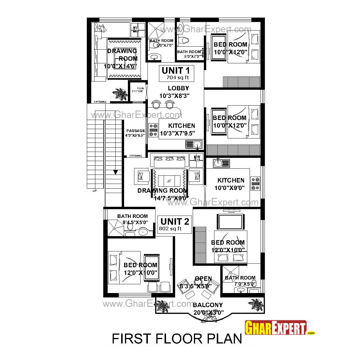 House Plan For 40 Feet By 60 Feet Plot With 7 Bedrooms Acha Homes
