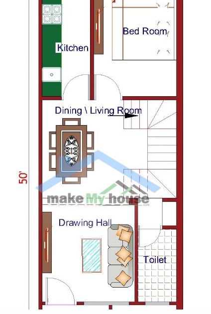 15×50 House Plan For Sale With Three Bedrooms | Acha Homes