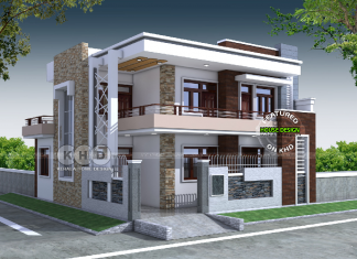 37 feet by 42 Home plan with 5 Bedroom Contemporary House