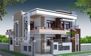 37 feet by 42 Home plan with 5 Bedroom Contemporary House