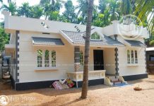 1187 square feet Kerala style home design with plan With 3 Bedrooms