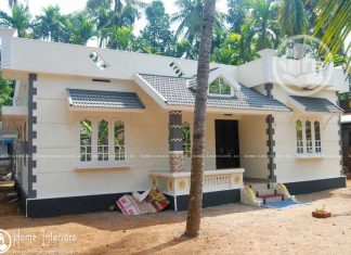 1187 square feet Kerala style home design with plan With 3 Bedrooms