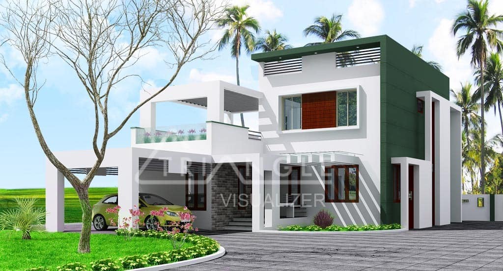 Low Cost  Stylish Home  Design  2000 square feet With 3 