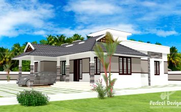 1086 square feet traditional mix single floor house 2 Bedrooms
