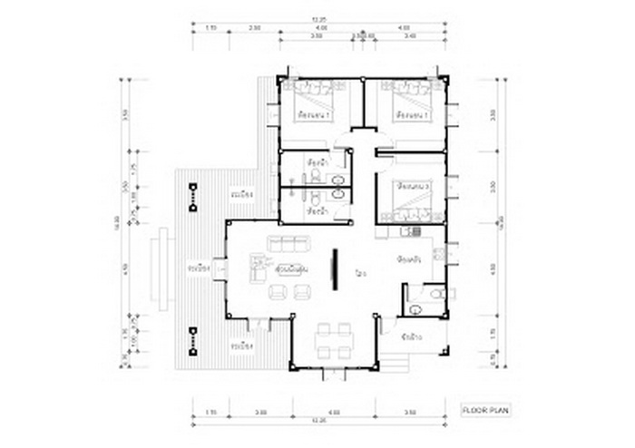 Small House  Plan  For 114 Square Meters  with 3  Bedrooms  