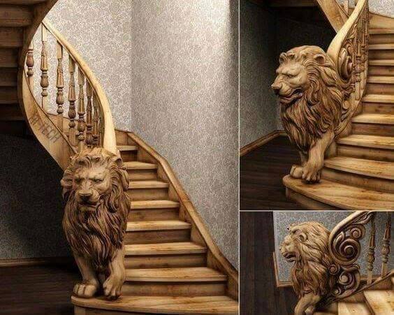 modern handmade wood stairs