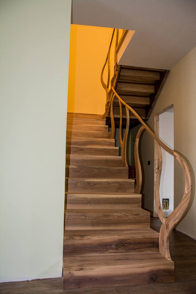 traditional handmade wood stairs