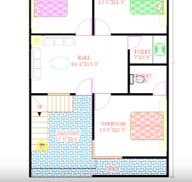 3bhk modern home plan