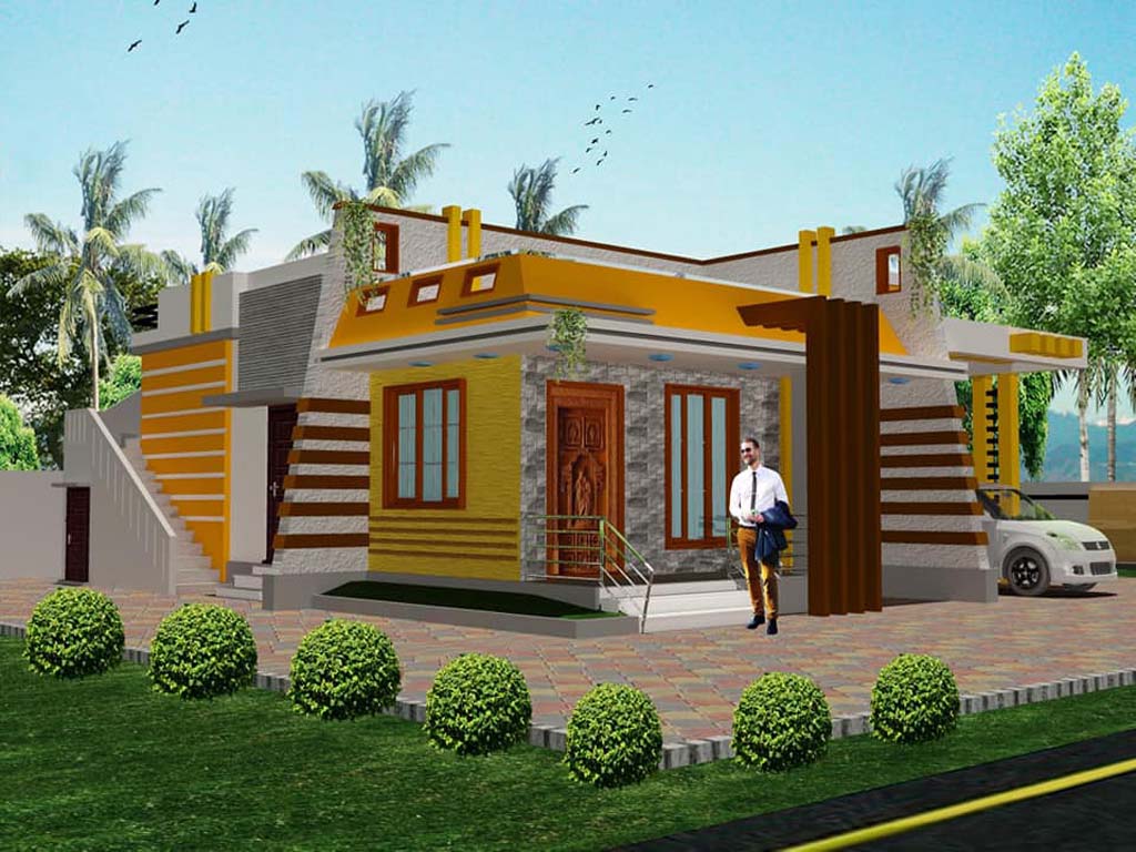 3 bhk single story home elevation