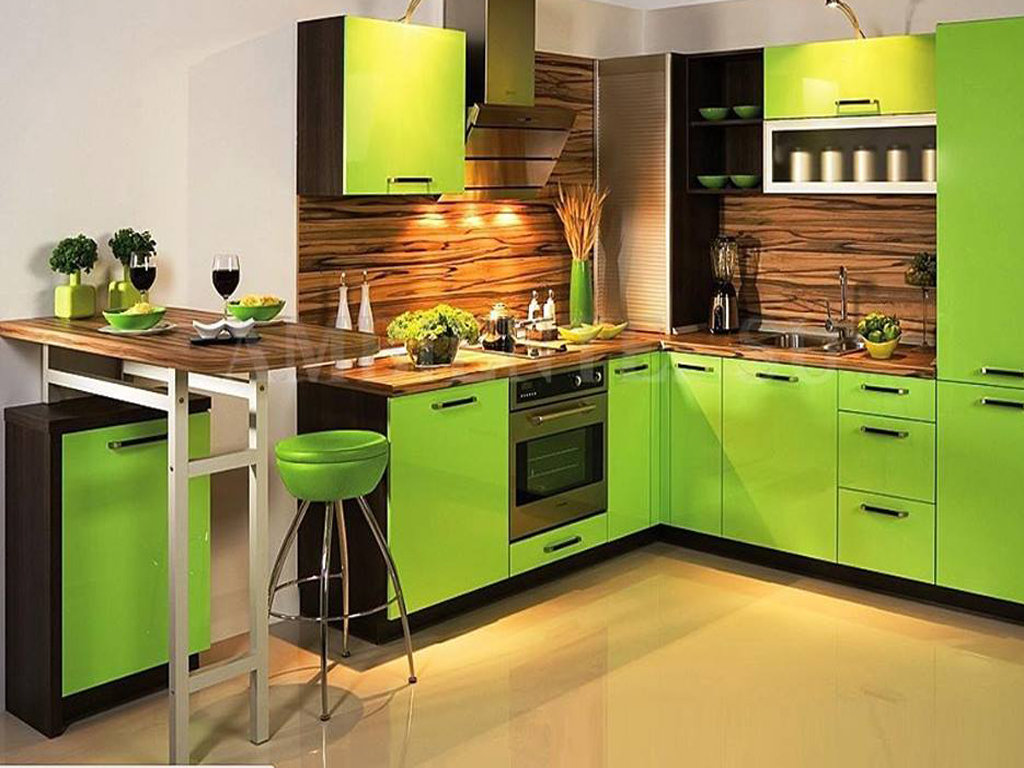 kitchen design in green colour