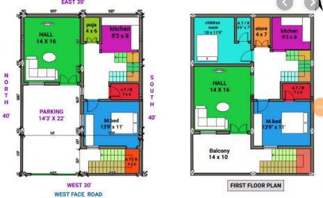 35x40 House Plan 2bhk Dk 3d Home Design