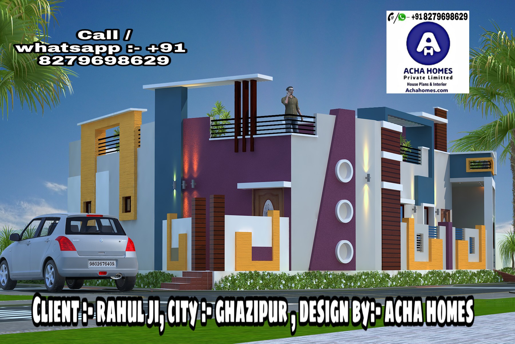 2 BHK SINGLE STORY MODERN HOME DESIGN