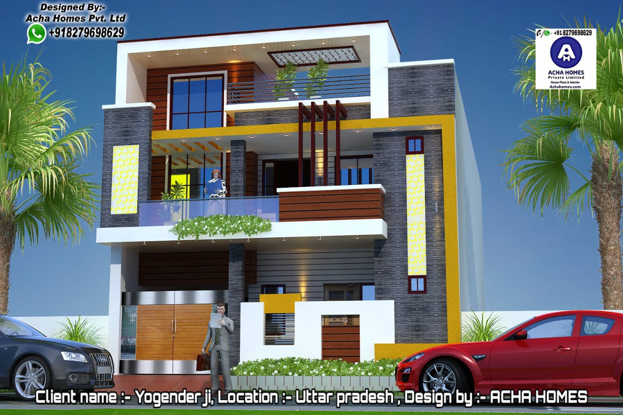 UTTARPRADESH MODEL 3 BHK HOME ELEVATION