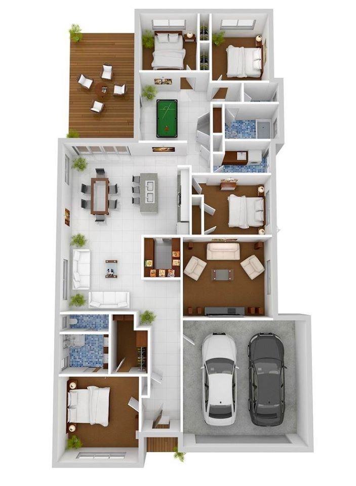 4 Bedroom 3D Floor Plans