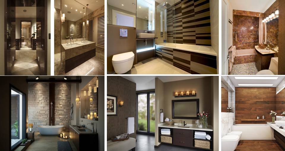 Contemporary Brown Bathroom design ideas