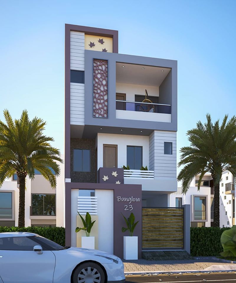 A modern duplex home elevation design
