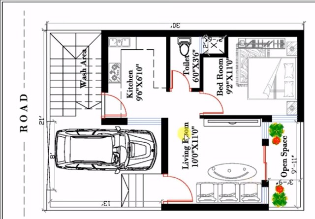 Floor Plan 800 Sq Ft House Plans Indian Style With Car