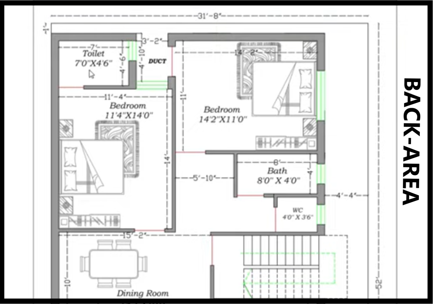 31 FEET BY 52 HOUSE PLAN