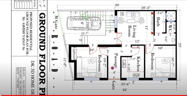 23 X 34 Feet ground floor plan