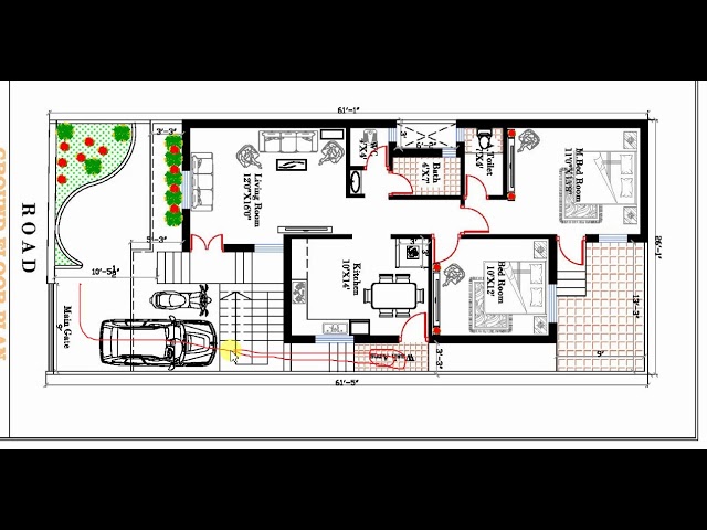 26x60 ft MODERN SOUTH FACING HOUSE PLAN